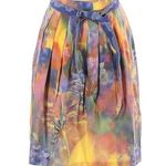 Moschino Skirt 4 Floral Tie Dye Pleated Flare Belt Luxury Painting Multicolor Photo 0