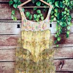 For Love & Lemons Vikki Maxi Dress Large Tiered Floral Ruffles Lace Sheer Yellow Photo 5