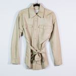 Babaton Aritzia Ava Faux Vegan Leather Collared Button Front Belted Jacket Beige Photo 0