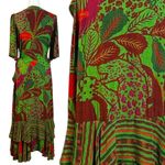 Farm Rio Tropical Bohemian Flutter Sleeve Wrap Maxi Dress Size Medium Photo 7