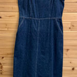 Vintage New York & Co Size Medium Cotton Denim Midi Dress Streetwear Blue Photo 0