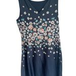 Loft  Cotton Gray Sheath Dress Size 12 Floral Sleeveless Boat Neck Cottagecore Photo 3