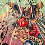 Color In Motion Peace Freedom Love Tattoo Print Y2K Mini Dress Sz M Made in USA Green Size M Photo 2