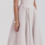 House Of CB HOUSE OF‎ CB 'Debutante' French Dove Moire Satin Backless Midi NWOT Photo 1