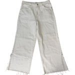 Kensie The Wide Leg White Denim Cropped Raw Hem Split Ankle Petite Friendly Size 6/28 Photo 0