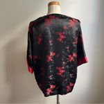 Handmade Vintage Silk Damask Floral Crop Kimono Jacket Black Red Asian One Size Photo 2
