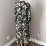 Pretty Garden Flower Floral Long Sz XL Long Sleeve Flowy Dress Boho Chic #44 Green Photo 5