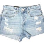 BLANK NYC  The Barrow Light Wash Denim Distressed Shorts Photo 0