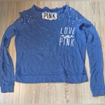 PINK - Victoria's Secret Victoria’s Secret pink Blue Long Sleeve Sweatshirt Crewneck Crew sweater Photo 0