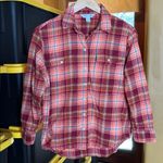 Old Navy Orange & Red Plaid Flannel Tunic The Boyfriend Shirt Size Medium Photo 4
