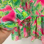 Lilly Pulitzer  Women's Floral Tensley Top Medium Long Sleeve Ruffle Hem Tassel Photo 5
