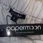 PaperMoon  Womens Flat Front High-Rise Straight Leg Cargo Pants‎ Gray Sheen Small Photo 4