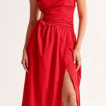 Abercrombie & Fitch  Viral Red One-Shoulder Cutout Maxi Wedding Guest Dress Large Photo 0