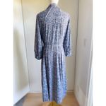 Vintage 70s Womens Dress Graphic Print Size M Gray Purple Day Dress Retro Blue Photo 6
