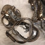 Marciano  gold & rhinestone‎ feathered heels Photo 5