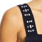 Free People NWT Decked in Shine Rhinestone Denim Tank Large, DARK RINSE Photo 6