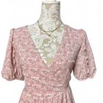 B Darlin B. Darlin Pink Floral Puff Sleeve Mini Dress Faux Wrap Ruffle Cottagecore 3/4 Photo 0