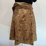 Owl Print Pleated Brown Mini Skirt w Pockets Removable Silver Chain Belt by Lily Size L Photo 5