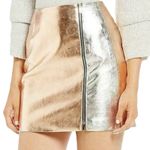 French Connection Faux Leather Metallic Audrey Mini Skirt Size 0 Photo 1