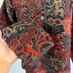 Coldwater Creek Patchwork Jacquard Blazer Jacket Red Black PetiteLarge Tailored Photo 3