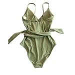 Aerie  Wrap One Piece Swimsuit S Long Olive Green New Photo 12
