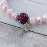 Shades of Pink Stretch Bracelet with F Initial Charm Photo 2