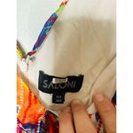 SALONI Pink Printed Silk Flutter Sleeves V Photo 5