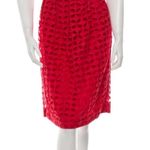 Zac Posen  red pleaded eyelet knee length skirt Photo 0