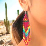 Bohemian Native American Ethnic Style Fashion Minimalist Glass‎ Beaded Earrings Photo 1