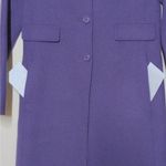 Max Mara 'S Womens Overcoat Purple Knee Length Pockets 100% Wool Collar 8 Photo 2