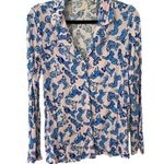 Lilly Pulitzer  EUC Dog Print Pink Blue Long Sleeve Button Down Pajama PJ Shirt S Photo 0