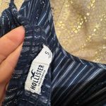 Hollister  Navy Blue Striped Cropped Wide Leg Tie Soft Jumpsuit Small Photo 7