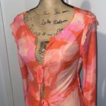 Sunset Color Mesh Top With Bell Like Sleeves Pink Size M Photo 2