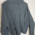 Moon & Madison Blue-Gray Plush Cowl Neck Knit Sweater Photo 7