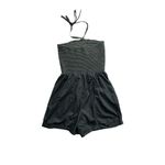 Nation Ltd  Smocked Stripe Blondie Cotton Poplin Halter Romper | Black | Medium Photo 3