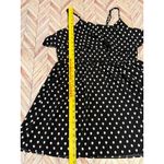 Elle  Women's Black White Polka Dot Ruffle Tiered Spaghetti Strap Dress Large L Photo 6