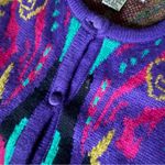Vintage Lambswool Blend Cardigan Sweater Size Small Purple and Pink Pappagallo Photo 2