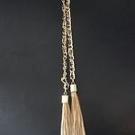Tahari  Long Intertwined Chain Silver & Gold Tassel Photo 1
