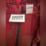 Chico's Vintage 80's Blazer Silk Duster Fashion Trench Red Metallic Print Size 2 Photo 10