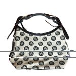 Dooney & Bourke Vtg Monogram Shoulder Bag Purse Ivory Black Leather Trim 10.5x15 Photo 8