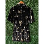 Free People  Women Size 2 Black Be My Baby Velvet Mini Dress Mock Neck Photo 4