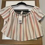 Forever 21 Off-the-shoulder flowy striped crop top new with tags Photo 0