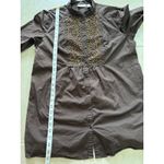 Chico's  Top Womens 2 Large Chocolate Brown Tunic Gold‎ Beaded Peasant Boho Desert Photo 8