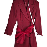 Missguided  Plus‎ Size 18 Blazer Dress Mesh Bow Waist Burgundy Red Party Photo 0