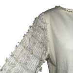 SIONI MILANO Ivory Knit Pearl Embellished Fringe Long Sleeve Sweater NWT Small‎ White Photo 5