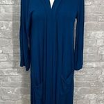 Posh Peanut Blue Long Sleeve Bamboo Robe Photo 0