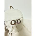Salvatore Ferragamo  Gancini Leather School Draswtring Backpack White /Silver Photo 3