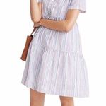 Madewell Striped Crewneck Button Front Tiered Mini Dress Size XS Photo 0