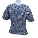Handmade Vintage  Wrap Top Side Button Blue White Paisley Satin Small Photo 4