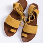 Free People Mustard yellow flat Torrance Suede Sandals Photo 0